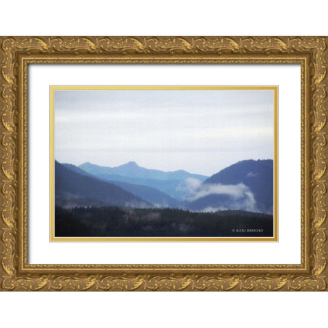 Blue Hills And Fog Gold Ornate Wood Framed Art Print with Double Matting by Brooks, Kari