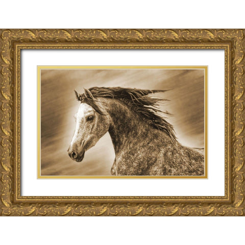 Addie Gray Gold Ornate Wood Framed Art Print with Double Matting by Brooks, Kari