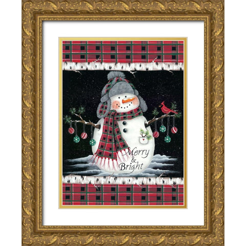 Merry and Bright Gold Ornate Wood Framed Art Print with Double Matting by Kennedy, Lisa