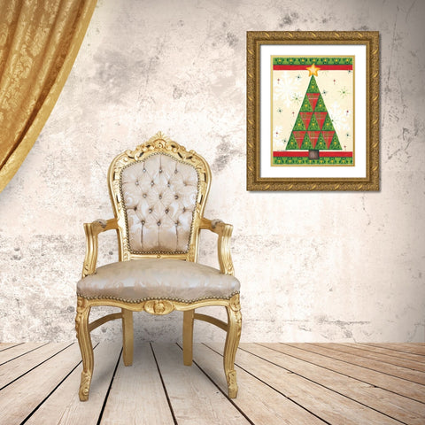 Triangle Tree Gold Ornate Wood Framed Art Print with Double Matting by Kennedy, Lisa
