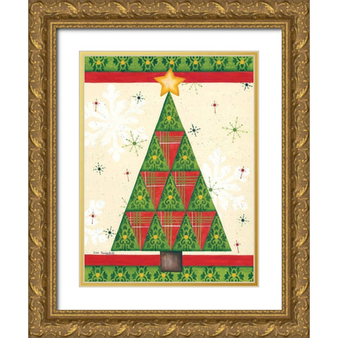 Triangle Tree Gold Ornate Wood Framed Art Print with Double Matting by Kennedy, Lisa