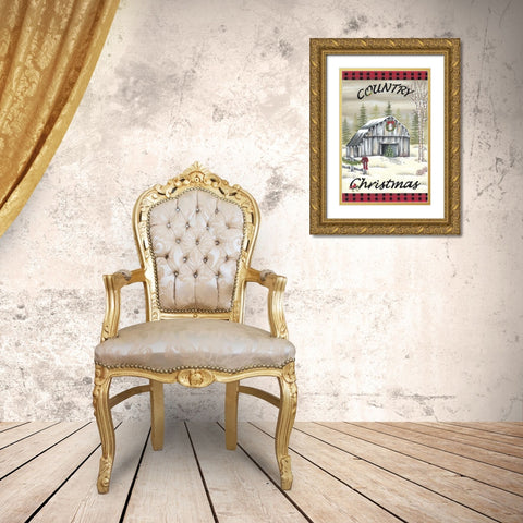 Country Christmas Gold Ornate Wood Framed Art Print with Double Matting by Kennedy, Lisa