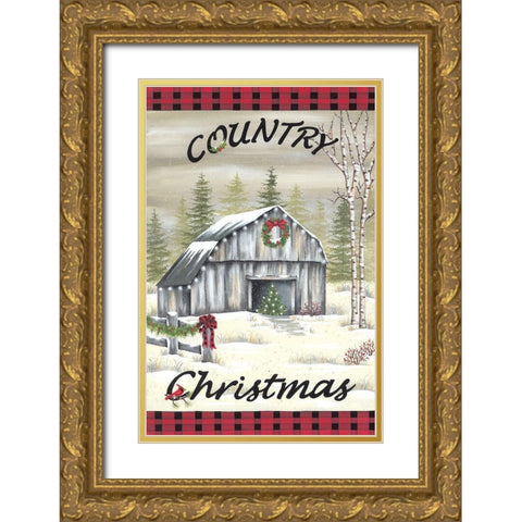 Country Christmas Gold Ornate Wood Framed Art Print with Double Matting by Kennedy, Lisa