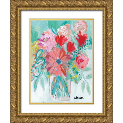 Farmers Market Bouquet Gold Ornate Wood Framed Art Print with Double Matting by Roberts, Kait