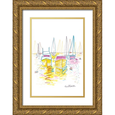 The Lake Day is Done Gold Ornate Wood Framed Art Print with Double Matting by Roberts, Kait