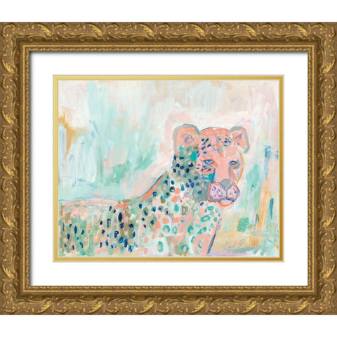 Cheetah Watch t Gold Ornate Wood Framed Art Print with Double Matting by Roberts, Kait