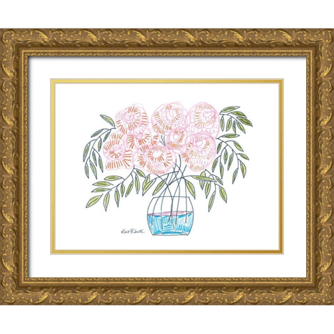 Flowers for Emma    Gold Ornate Wood Framed Art Print with Double Matting by Roberts, Kait