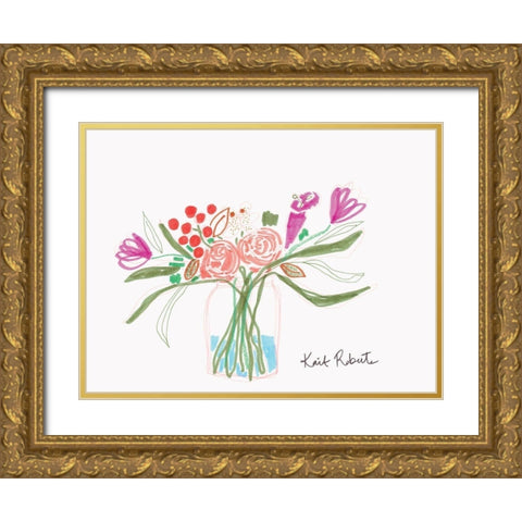 Bouquet for Carle Gold Ornate Wood Framed Art Print with Double Matting by Roberts, Kait