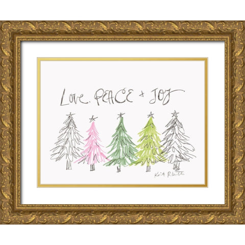 Love, Peace and Joy Gold Ornate Wood Framed Art Print with Double Matting by Roberts, Kait