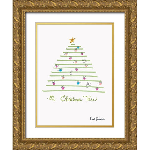 Oh Christmas Tree Gold Ornate Wood Framed Art Print with Double Matting by Roberts, Kait