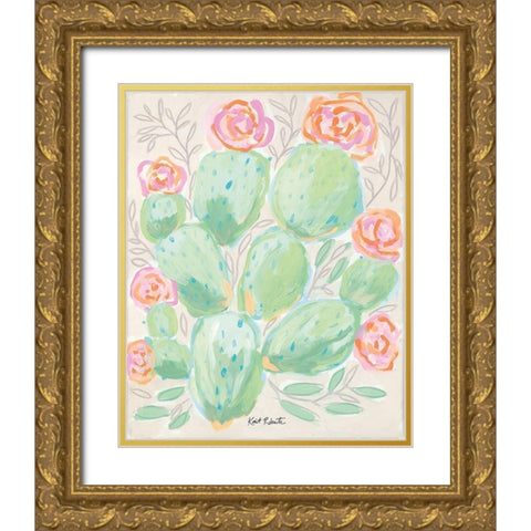 Life Can Be Pricklyâ€¦ Bloom Anyway   Gold Ornate Wood Framed Art Print with Double Matting by Roberts, Kait