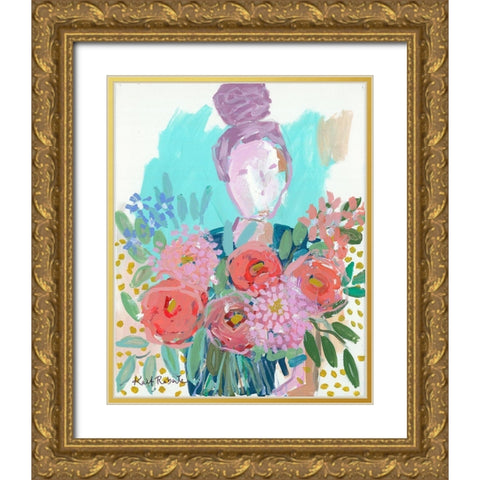 Flowers for Nicole Gold Ornate Wood Framed Art Print with Double Matting by Roberts, Kait