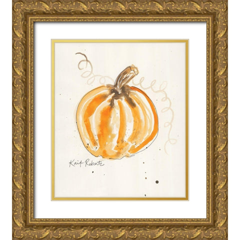 P is for Pumpkin Gold Ornate Wood Framed Art Print with Double Matting by Roberts, Kait