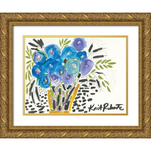 Singing the Blues Gold Ornate Wood Framed Art Print with Double Matting by Roberts, Kait