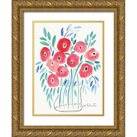 Poppin Poppies Gold Ornate Wood Framed Art Print with Double Matting by Roberts, Kait