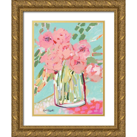 Hot Pink Summer Gold Ornate Wood Framed Art Print with Double Matting by Roberts, Kait