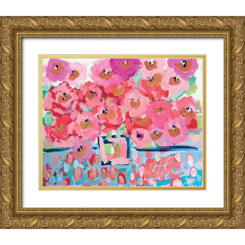 Electric Bloom Gold Ornate Wood Framed Art Print with Double Matting by Roberts, Kait