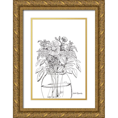 Summer Garden in a Vase Gold Ornate Wood Framed Art Print with Double Matting by Roberts, Kait
