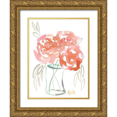 Juicy Blooms Gold Ornate Wood Framed Art Print with Double Matting by Roberts, Kait