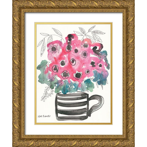 Poppies for Breakfast Gold Ornate Wood Framed Art Print with Double Matting by Roberts, Kait