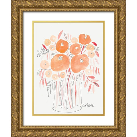 Guava Blooms and Bubblegum Leaves    Gold Ornate Wood Framed Art Print with Double Matting by Roberts, Kait