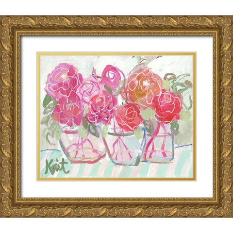 Delight in Blooms Gold Ornate Wood Framed Art Print with Double Matting by Roberts, Kait