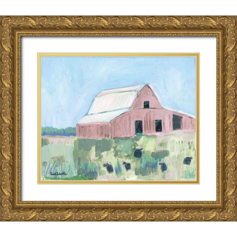 Pastel Barn II Gold Ornate Wood Framed Art Print with Double Matting by Roberts, Kait