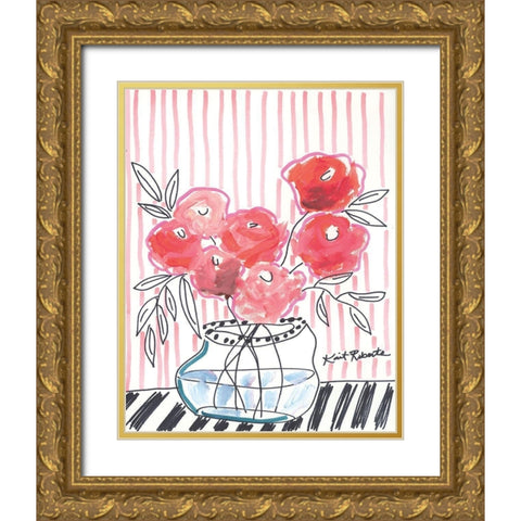 Pink Lipstick Gold Ornate Wood Framed Art Print with Double Matting by Roberts, Kait