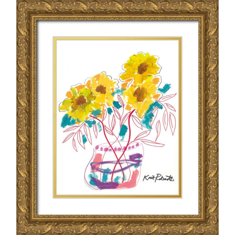 Sunny Blooms Gold Ornate Wood Framed Art Print with Double Matting by Roberts, Kait