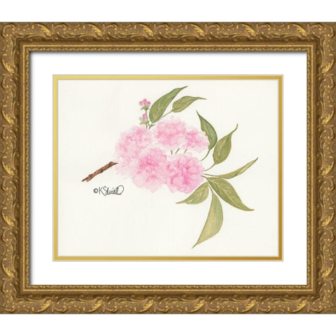 Bashful Blossoms Gold Ornate Wood Framed Art Print with Double Matting by Sherrill, Kate