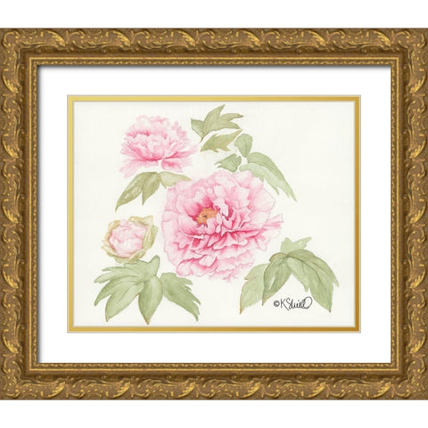 Garden Blush Gold Ornate Wood Framed Art Print with Double Matting by Sherrill, Kate