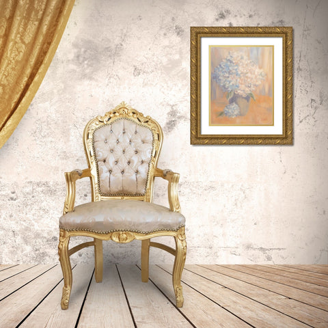 Hydrangeas in the Morning Light Gold Ornate Wood Framed Art Print with Double Matting by Sherrill, Kate