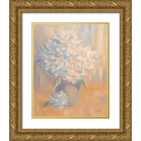 Hydrangeas in the Morning Light Gold Ornate Wood Framed Art Print with Double Matting by Sherrill, Kate