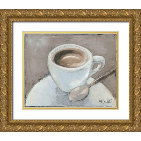 Coffee Break Gold Ornate Wood Framed Art Print with Double Matting by Sherrill, Kate