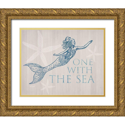 Mermaid At One with the See Gold Ornate Wood Framed Art Print with Double Matting by Sherrill, Kate