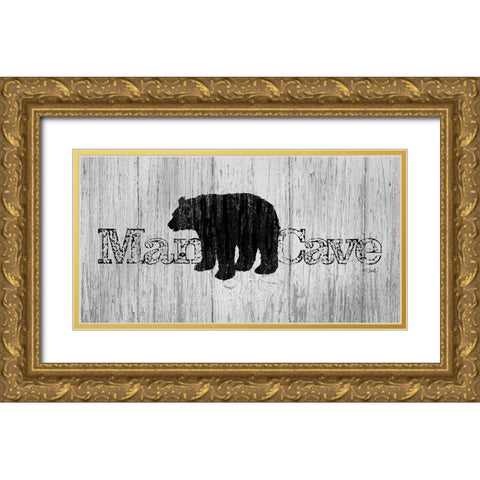 Mancave Bear Gold Ornate Wood Framed Art Print with Double Matting by Sherrill, Kate