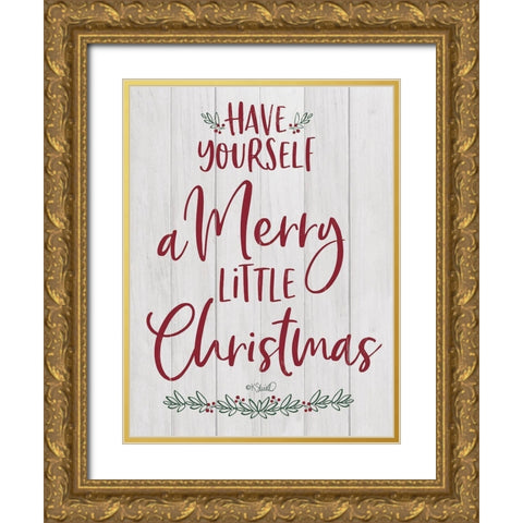 Merry Little Christmas    Gold Ornate Wood Framed Art Print with Double Matting by Sherrill, Kate