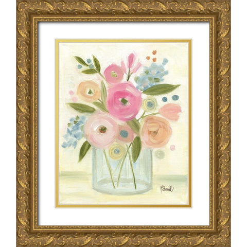 Bright Bouquet Gold Ornate Wood Framed Art Print with Double Matting by Sherrill, Kate