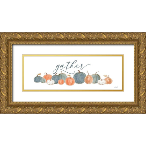 Pumpkins Gather Gold Ornate Wood Framed Art Print with Double Matting by Sherrill, Kate