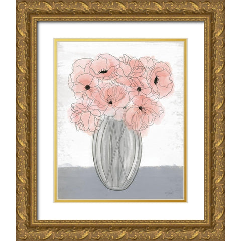 Poppies in Vase Gold Ornate Wood Framed Art Print with Double Matting by Sherrill, Kate