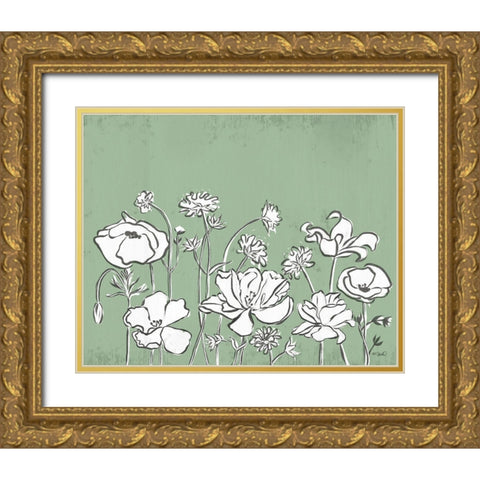 Floral Sketch 2 Gold Ornate Wood Framed Art Print with Double Matting by Sherrill, Kate