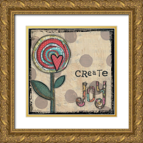 Create Joy Flower Gold Ornate Wood Framed Art Print with Double Matting by Larson, Lisa