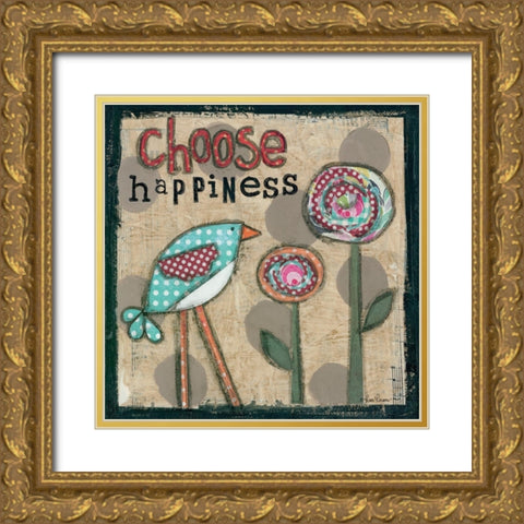 Choose Happiness Gold Ornate Wood Framed Art Print with Double Matting by Larson, Lisa