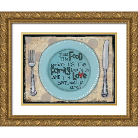 Bless the Food Gold Ornate Wood Framed Art Print with Double Matting by Larson, Lisa