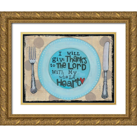 My Whole Heart Gold Ornate Wood Framed Art Print with Double Matting by Larson, Lisa