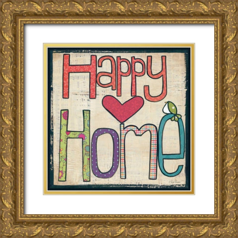 Happy Home Gold Ornate Wood Framed Art Print with Double Matting by Larson, Lisa