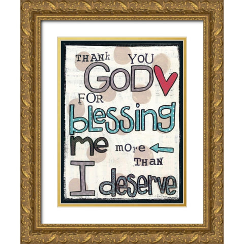 Thank You God Gold Ornate Wood Framed Art Print with Double Matting by Larson, Lisa
