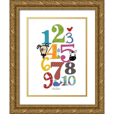 Colorful Numbers Gold Ornate Wood Framed Art Print with Double Matting by Larson, Lisa