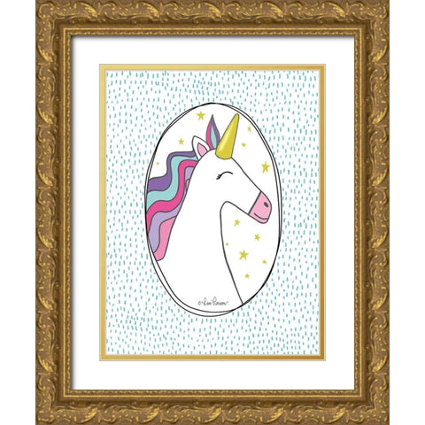 Unicorn I Gold Ornate Wood Framed Art Print with Double Matting by Larson, Lisa