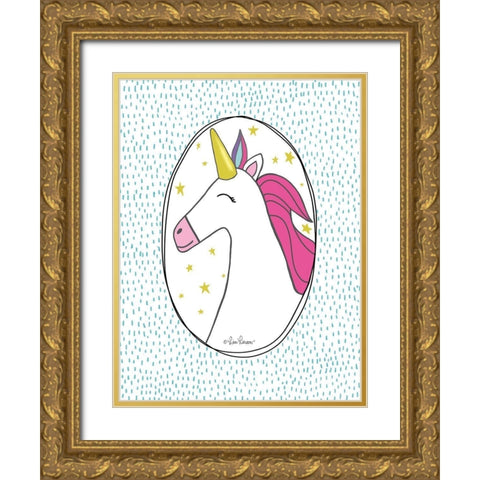 Unicorn II Gold Ornate Wood Framed Art Print with Double Matting by Larson, Lisa